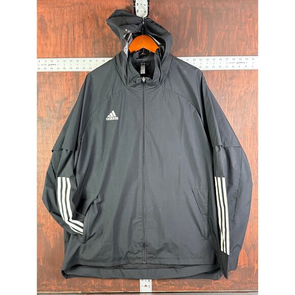 Adidas Condivo All Weather Training Windbreaker‎ Jacket Black White Mens 2XL XXL - Picture 2 of 7